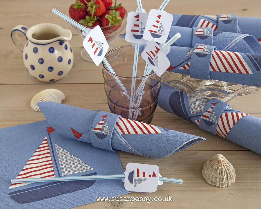 Sailboat napkins and straw toppers